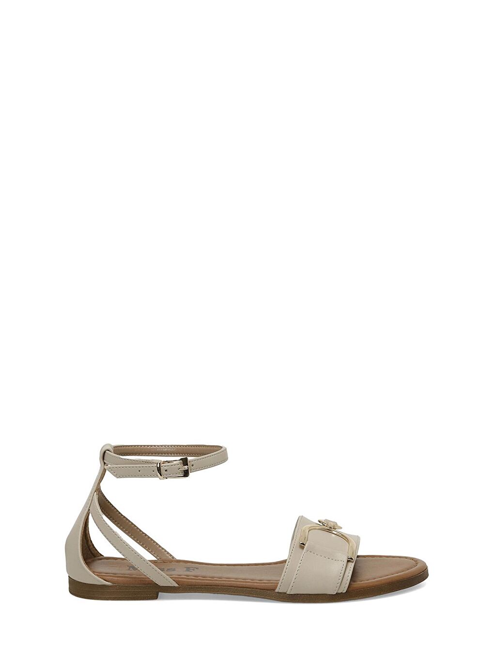 DS24015 4FX Bej Kadın Düz Sandalet-1