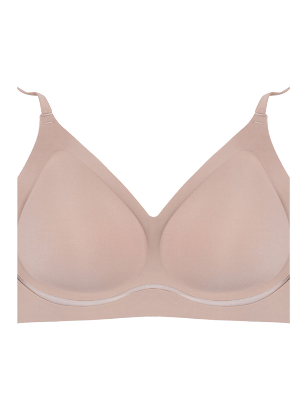 Ekru Balensiz Lazer Dilim Detaylı Dekolte Çapraz Tüllü Dikişsiz Sütyen-1