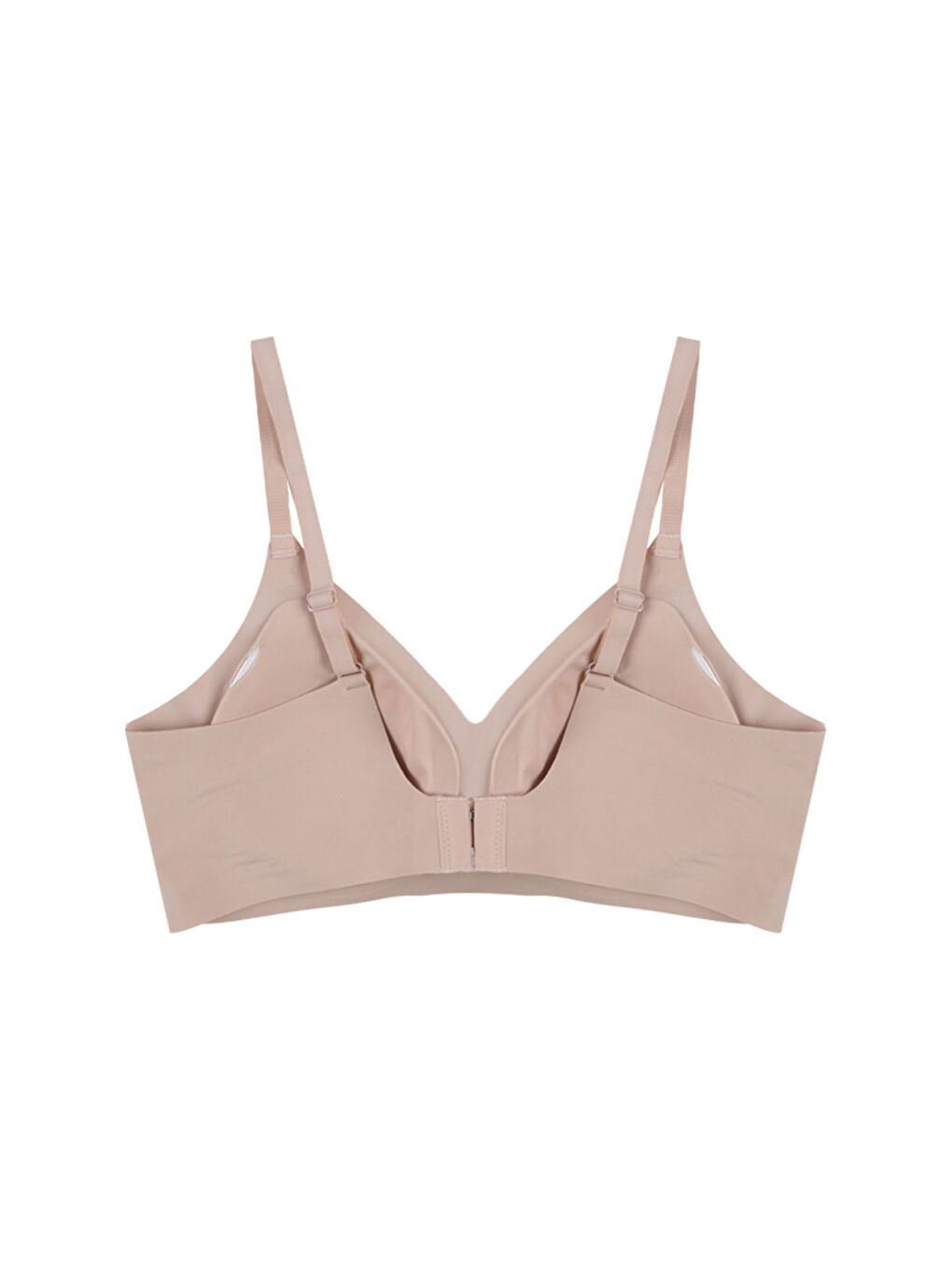 Ekru Balensiz Lazer Dilim Detaylı Dekolte Çapraz Tüllü Dikişsiz Sütyen-2