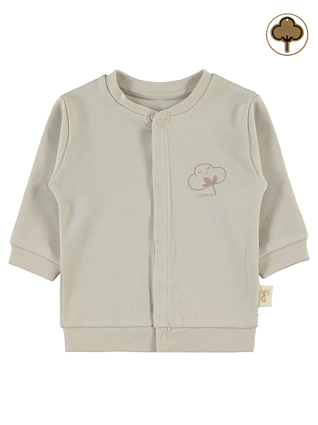 Baby Bebek Organik Hırka 1-12 Ay Açık Bej