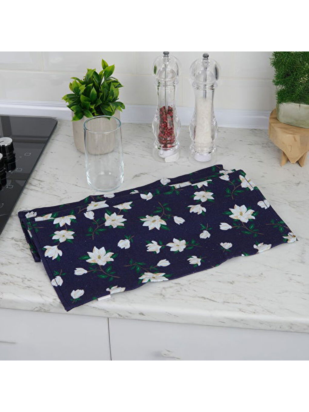 Soft Daisy Mutfak Havlusu - Lacivert - 40x66 cm