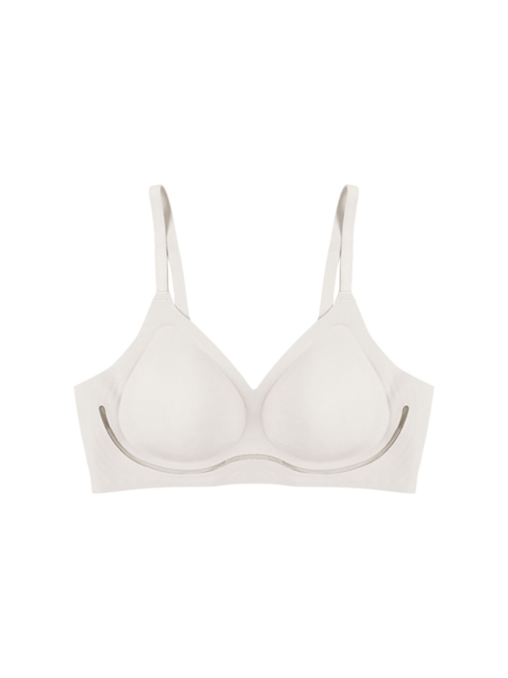 Ekru Balensiz Lazer Dilim Detaylı Dekolte Çapraz Tüllü Dikişsiz Sütyen