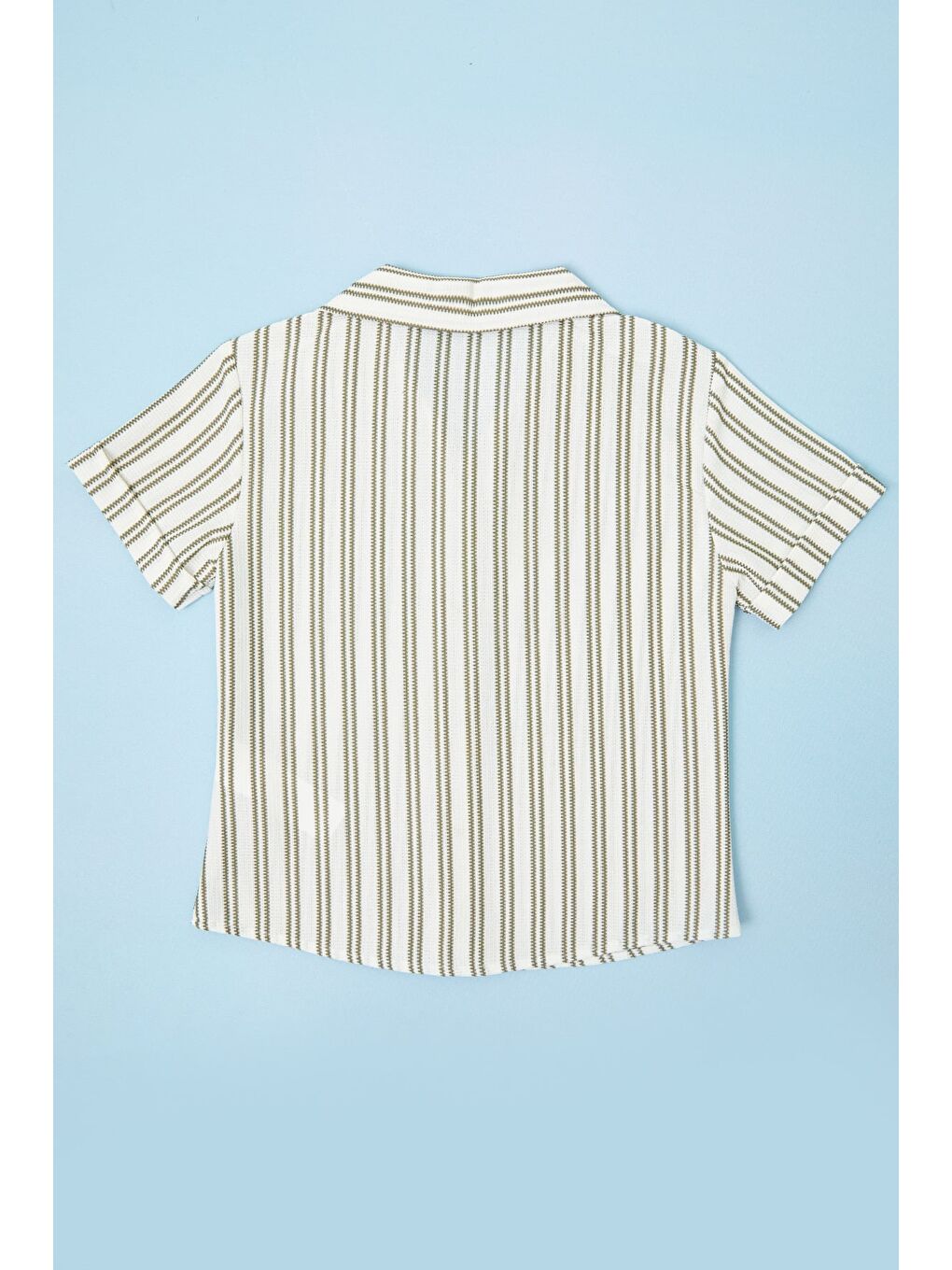 Yeşil Çizgili Düğmeli Erkek Çocuk Gömlek-2