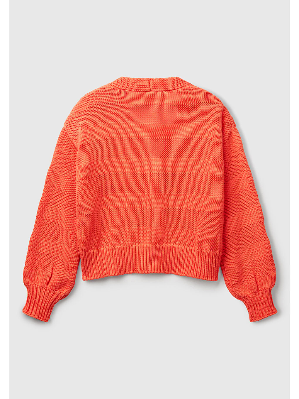 Kadın Turuncu %100 Pamuk Şerit Efektli Düşük Omuzlu Örme Relax Fit Hırka-1