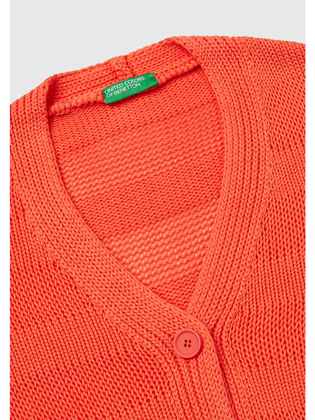 Kadın Turuncu %100 Pamuk Şerit Efektli Düşük Omuzlu Örme Relax Fit Hırka-2