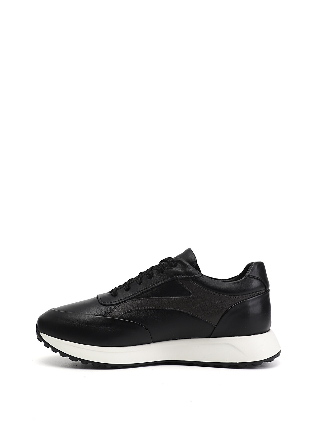 Siyah Erkek SİYAH Bağcıklı Hakiki Deri Sneaker-3