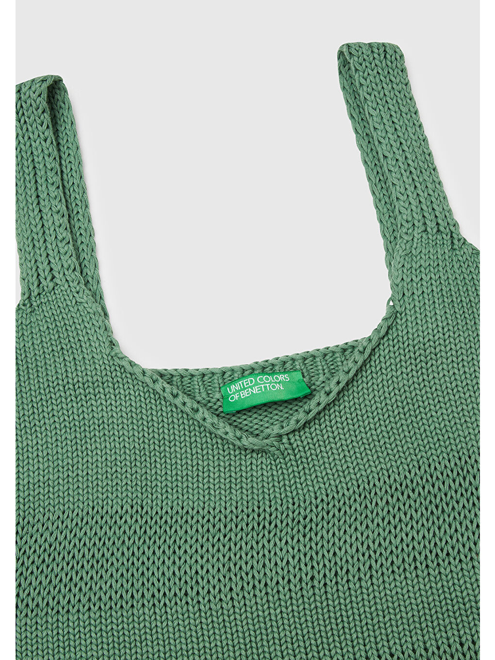 Kadın Açık Yeşil %100 Pamuk Şerit Efektli Örme Relax Fit V Yaka Triko Atlet-5