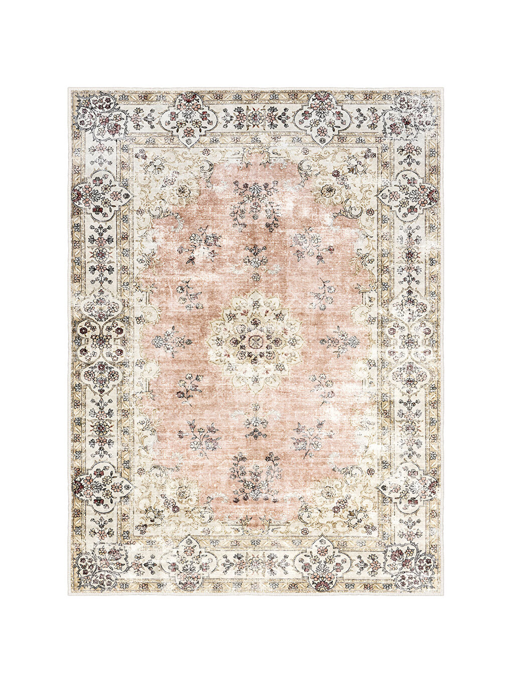 Pembe Dekoratif Özel Tasarım Yıkanabilir İnce Kaymaz Tabanlı Modern Halı KECE FR25