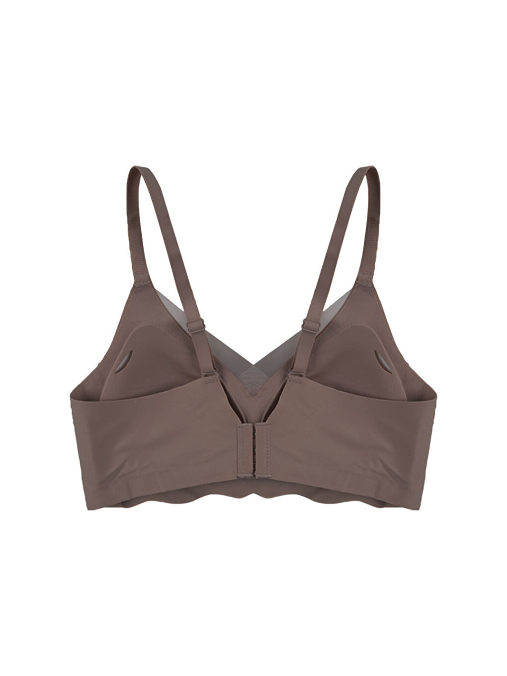 Kahverengi Balensiz Lazer Dilim Detaylı Dekolte Çapraz Tüllü Dikişsiz Sütyen-2