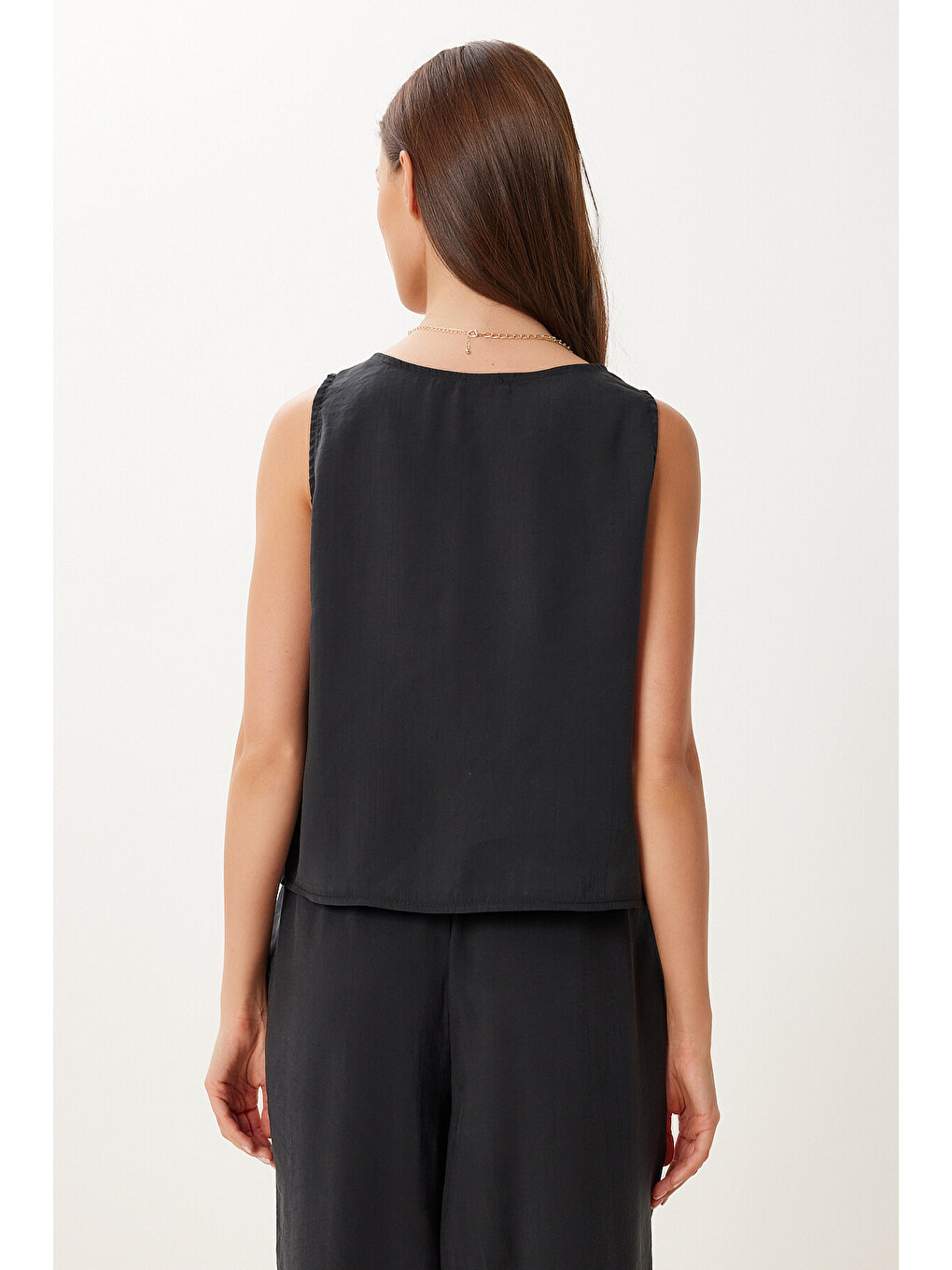 Siyah Kolsuz Bluz Pantolon Takım SİYAH LMC0058-2