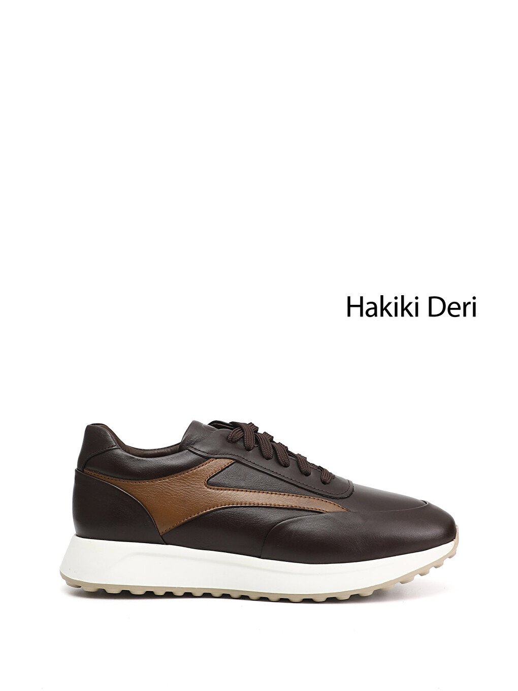 Kahverengi Erkek KAHVERENGİ Bağcıklı Hakiki Deri Sneaker