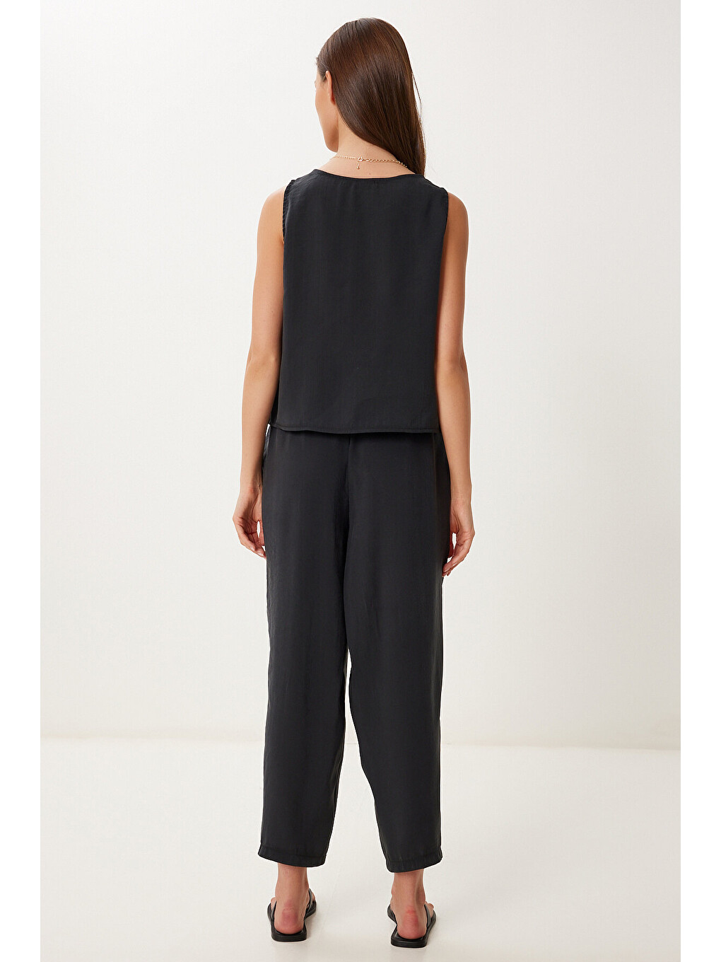 Siyah Kolsuz Bluz Pantolon Takım SİYAH LMC0058-4