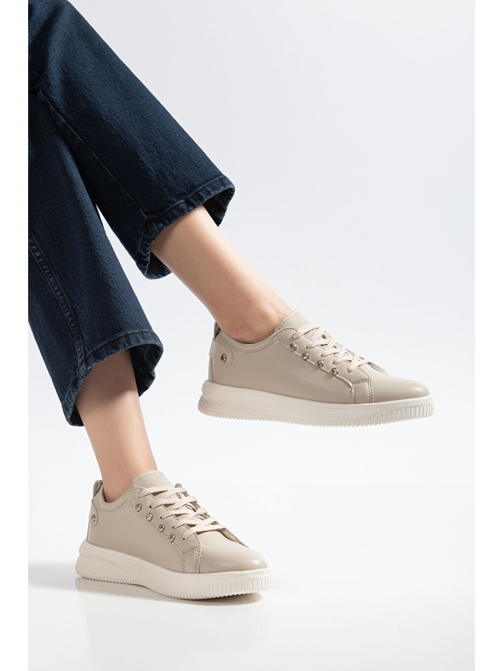 Bej D0407 Günlük Ortopedik Kadın Sneaker Spor Ayakkabı-3