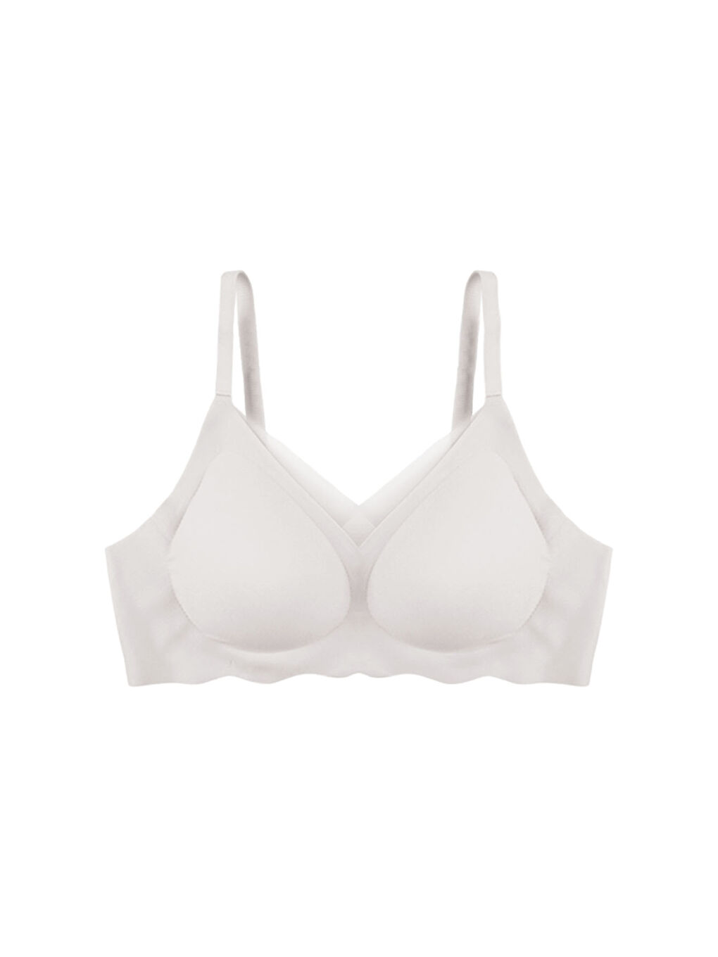 Ekru Balensiz Lazer Dilim Detaylı Dekolte Çapraz Tüllü Dikişsiz Sütyen