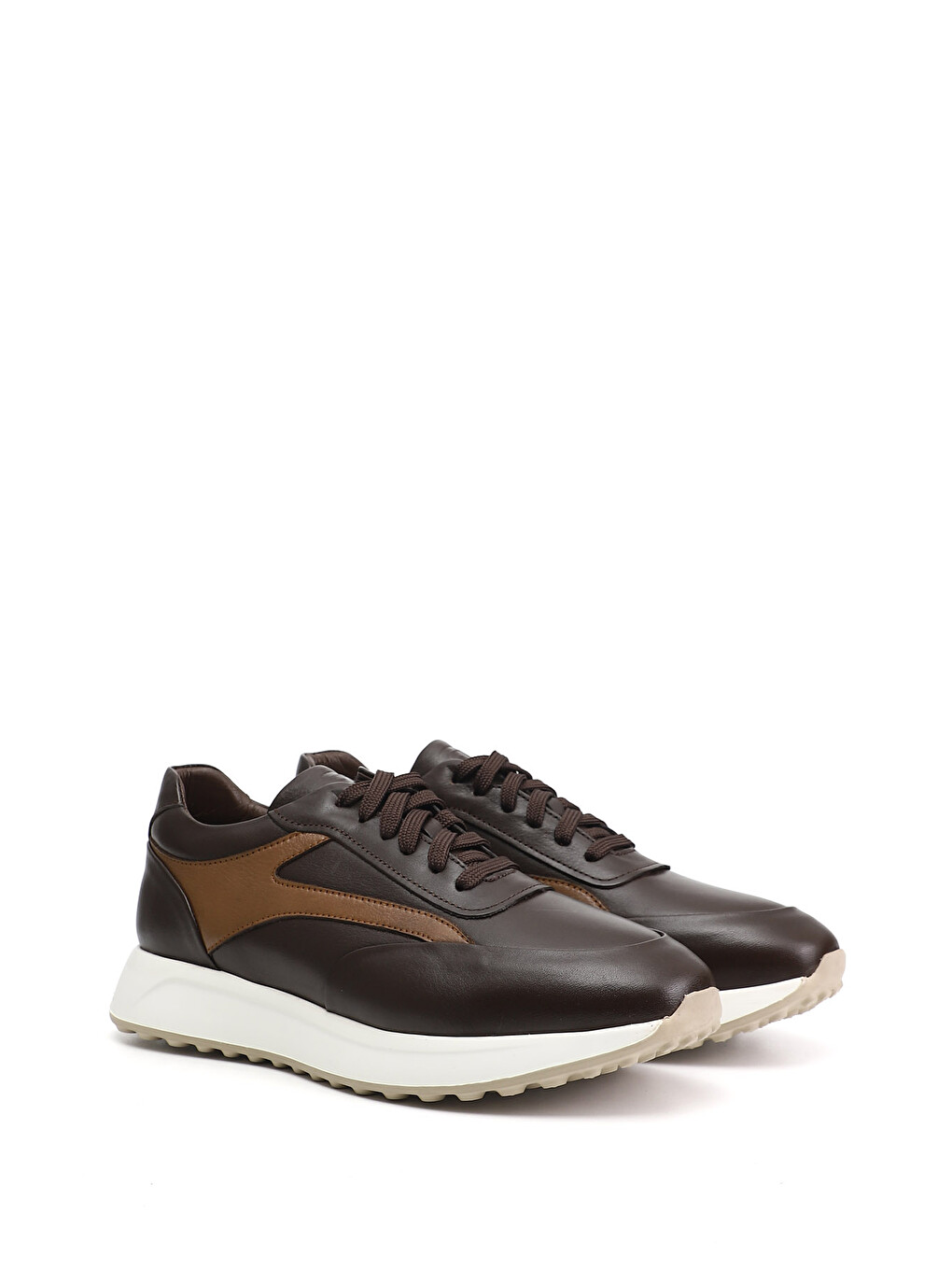 Kahverengi Erkek KAHVERENGİ Bağcıklı Hakiki Deri Sneaker-1