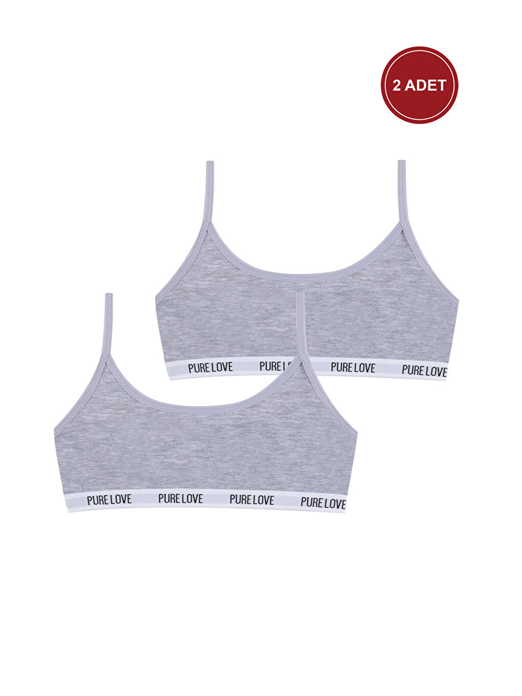 Gri Kız Çocuk 2'li İp Askılı Yarım Atlet