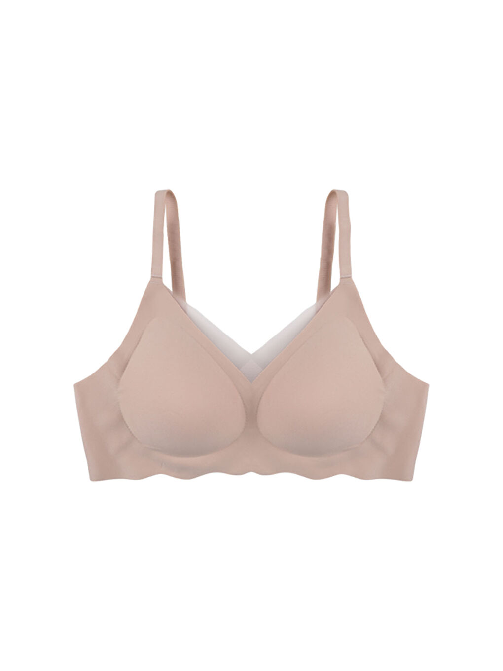 Ekru Balensiz Lazer Dilim Detaylı Dekolte Çapraz Tüllü Dikişsiz Sütyen