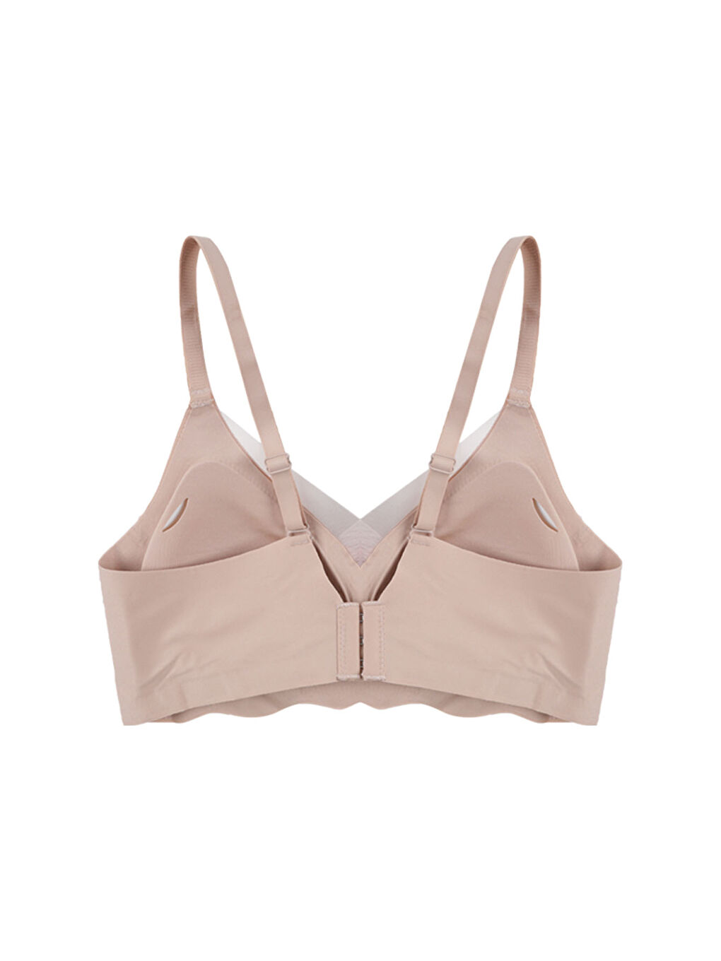 Ekru Balensiz Lazer Dilim Detaylı Dekolte Çapraz Tüllü Dikişsiz Sütyen-2