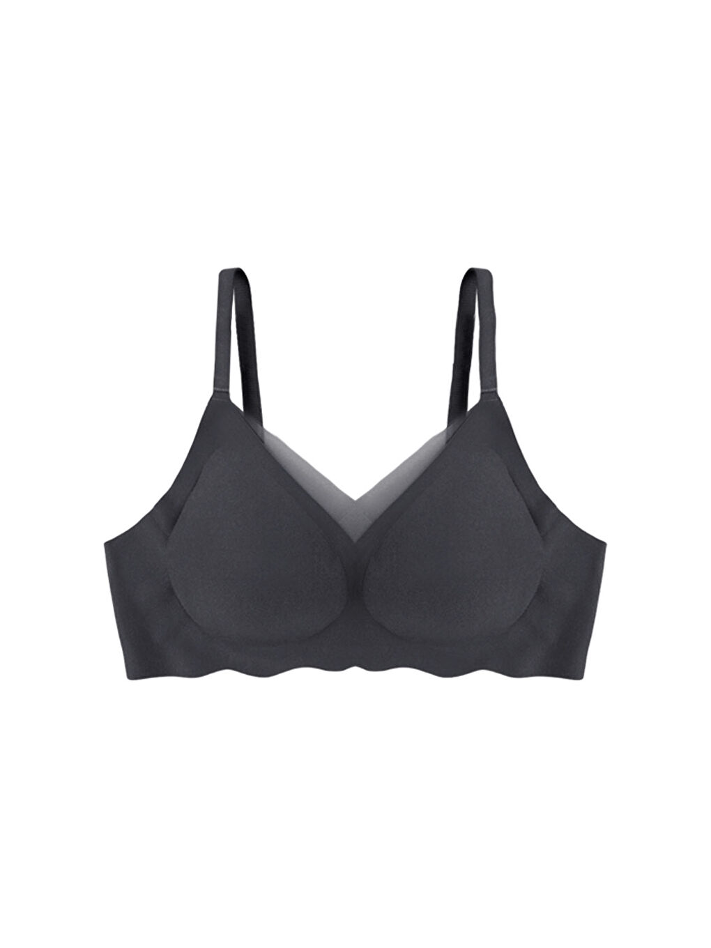 Siyah Balensiz Lazer Dilim Detaylı Dekolte Çapraz Tüllü Dikişsiz Sütyen