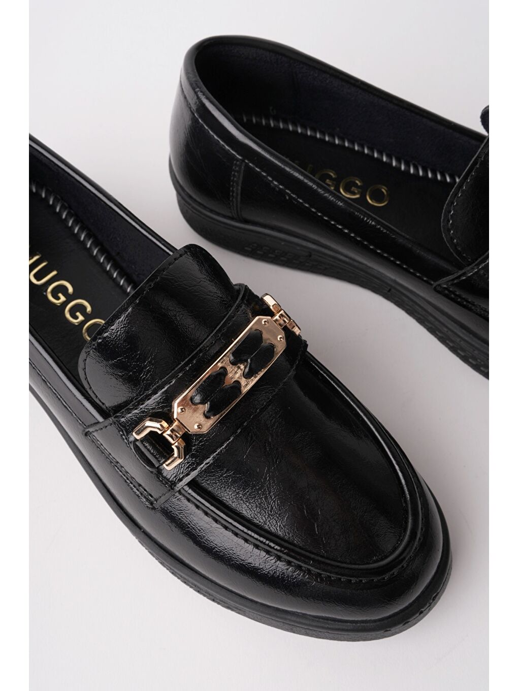 Siyah OXFORDİA Metal Tokalı Kadın Günlük Loafer Ayakkabı-2