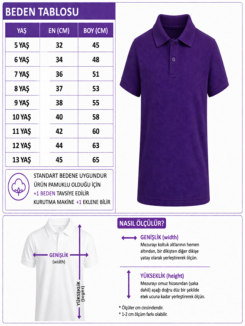 Mor Kids Polo Yaka Basic Kısa Kollu Unisex Çocuk Tişört-1