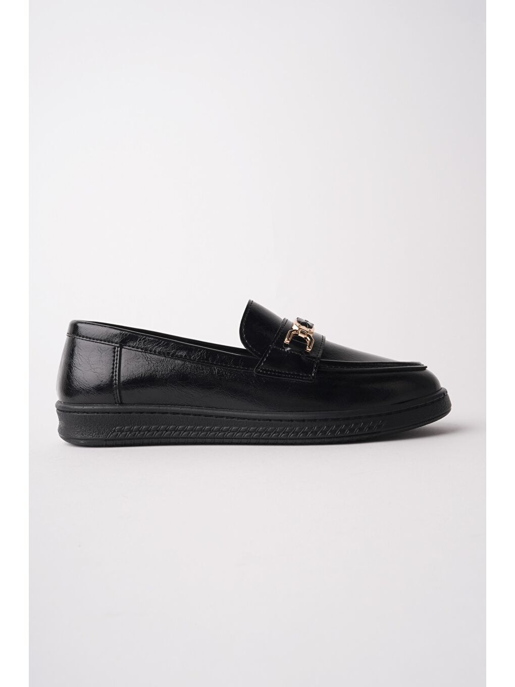 Siyah OXFORDİA Metal Tokalı Kadın Günlük Loafer Ayakkabı-5