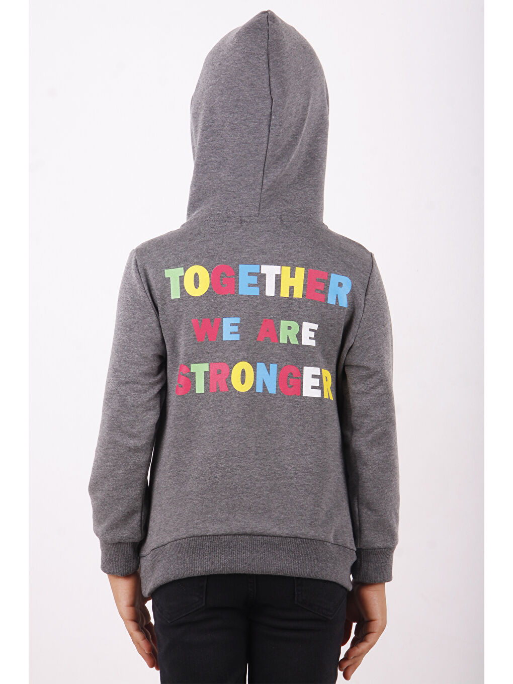 Antrasit Kız Çocuk Stronger Baskılı Sweatshirt-5