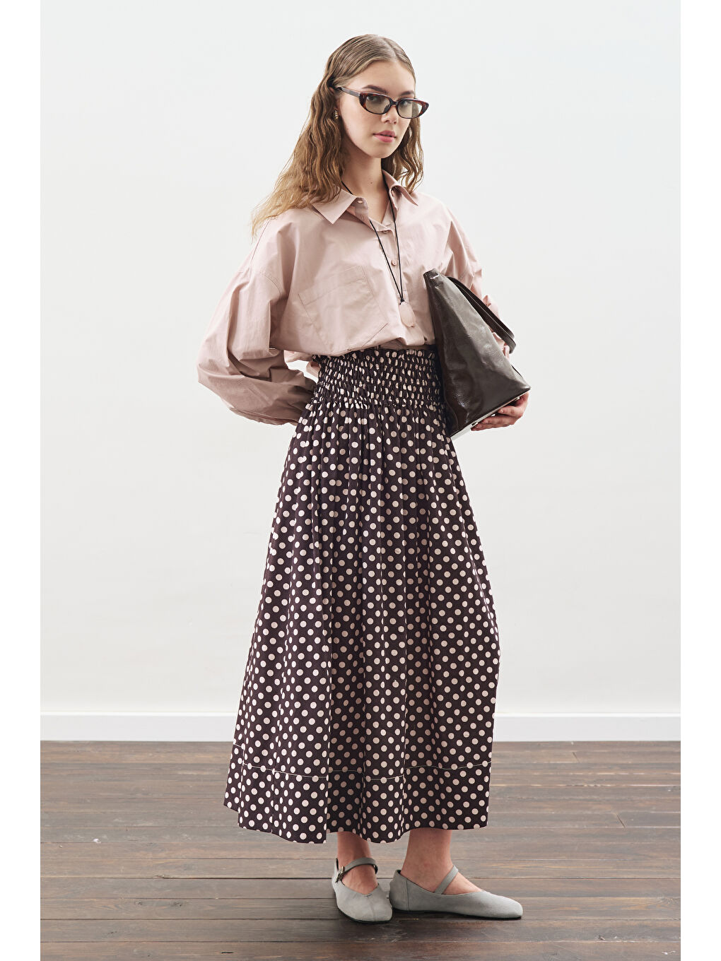 Crop Balon Form Gömlek Soft Pembe-4