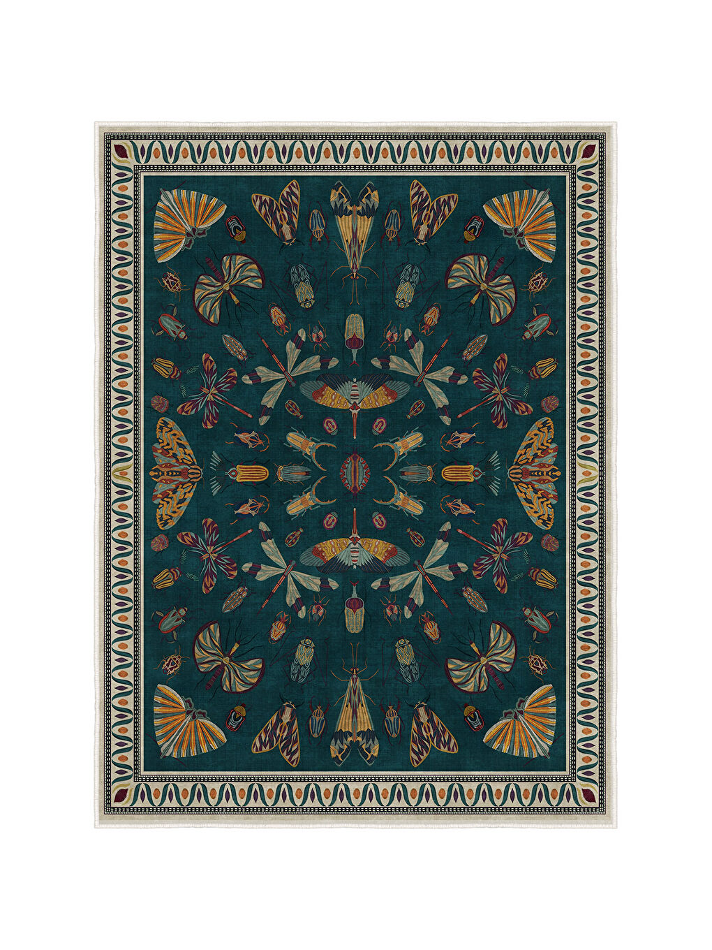 Mavi Dekoratif Özel Tasarım Yıkanabilir İnce Kaymaz Tabanlı Modern Halı KECE FR21