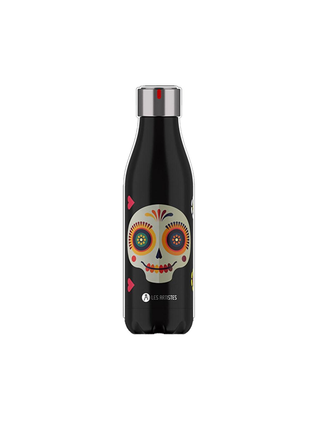 Les Artistes Paris Siyah-Renklidesenli Isı Yalıtımlı Çelik Termos Matara 500ML Sugar Skull