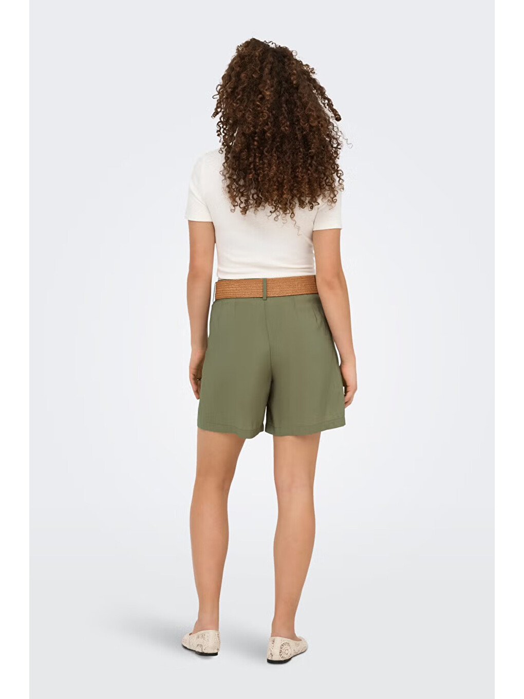 Haki Onlibiza Modal Kumaş Yüksek Bel Kemerli Short 15370298-2