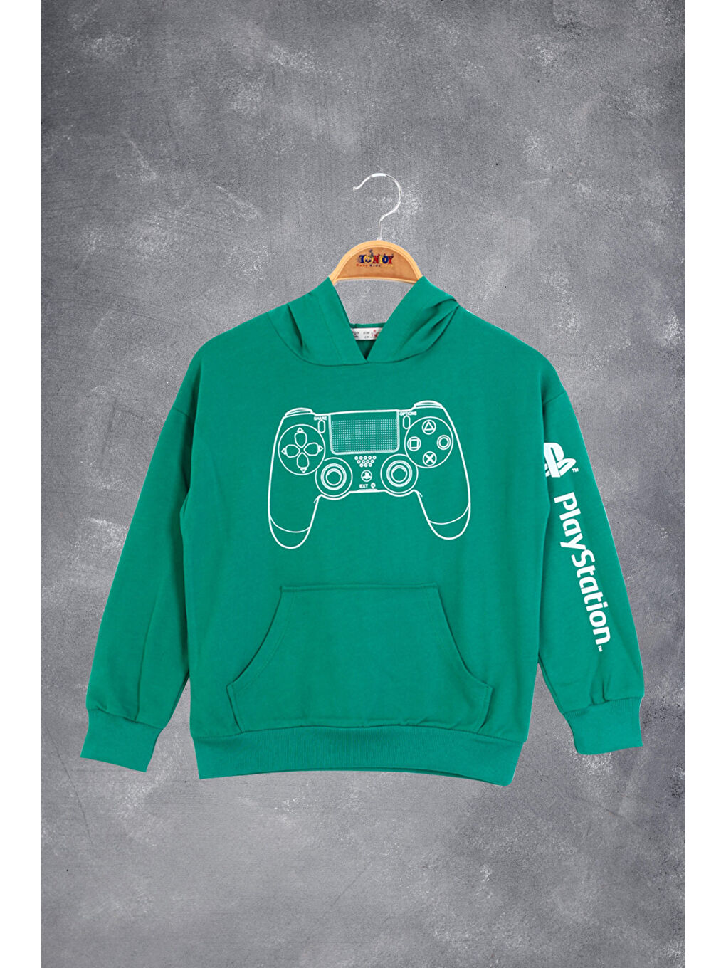 Yeşil Erkek Çocuk Konsol Baskılı Sweatshirt-1