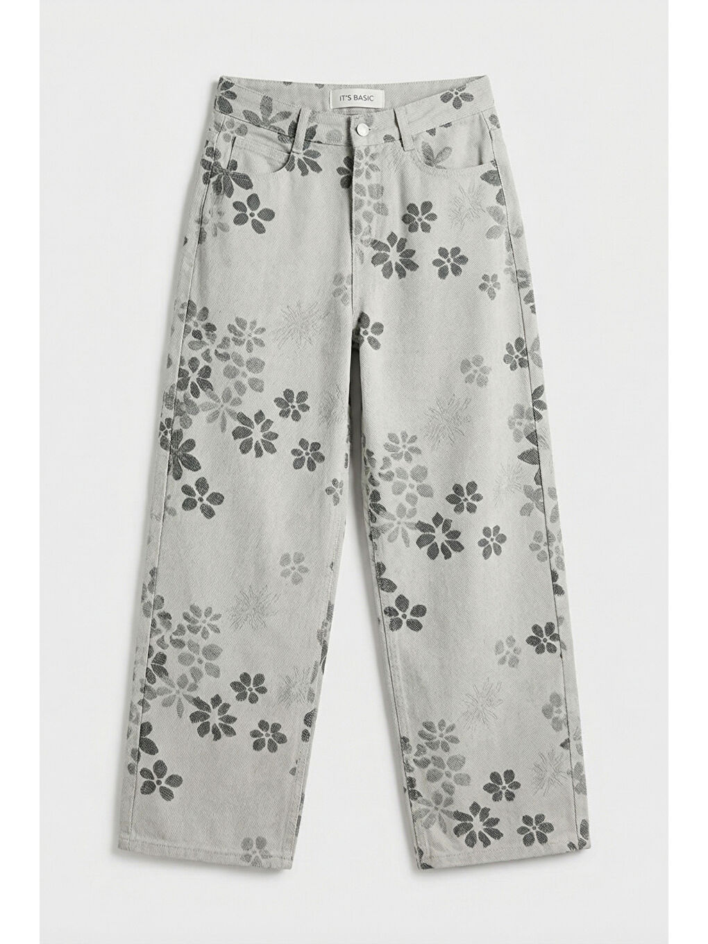 Mavi Kadın Gri Çiçekli w5 Özel Kumaş Tasarım Denim Jean-2