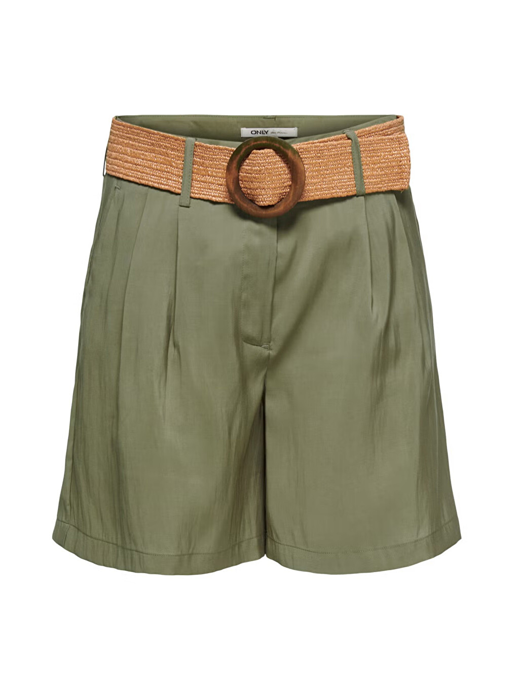 Haki Onlibiza Modal Kumaş Yüksek Bel Kemerli Short 15370298-4