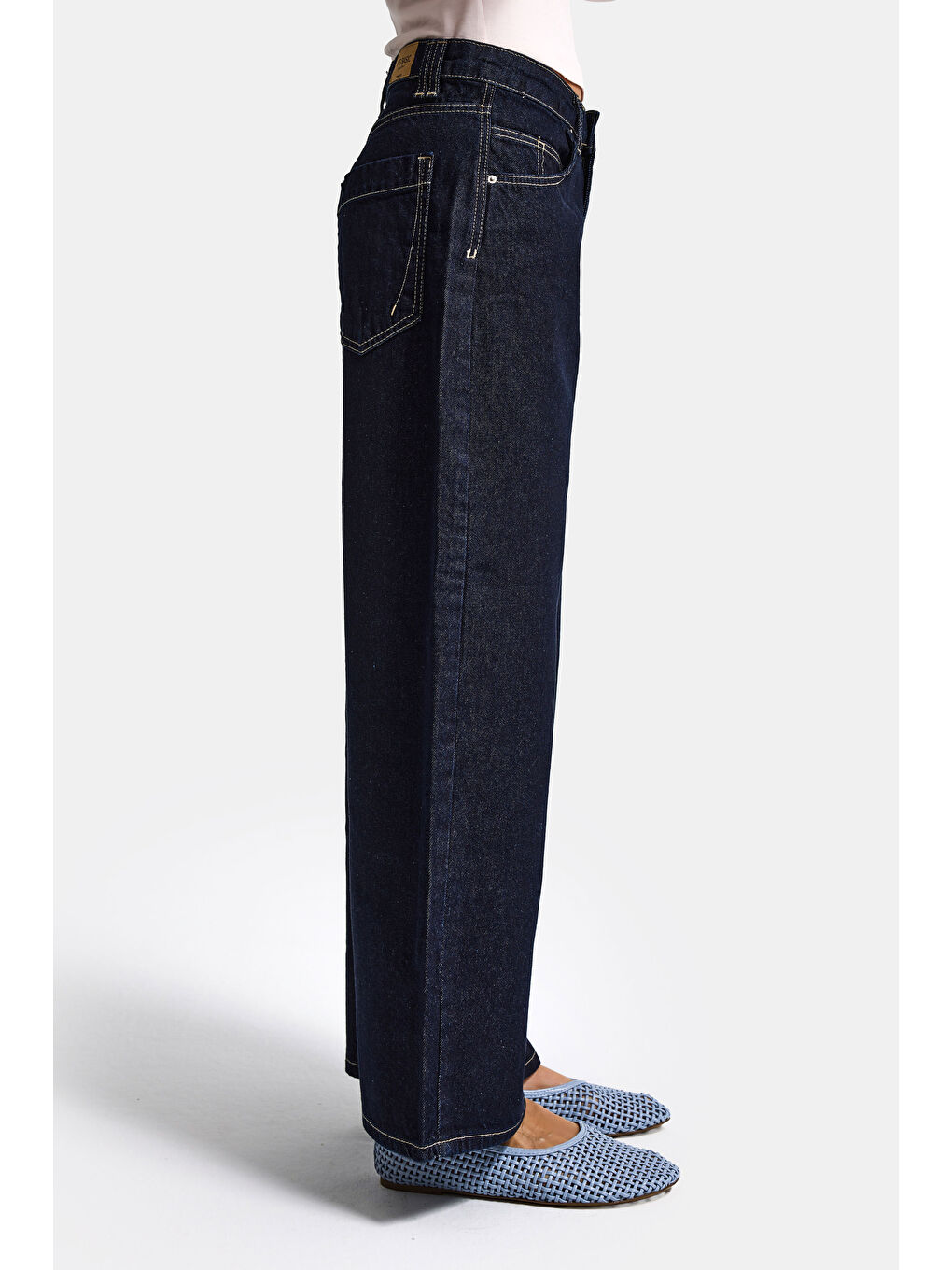 Kadın İndigo Selvedge 7s6-50 Baggy Low Rise Fit Tokyo %100 Pamuk Denim Jean-4