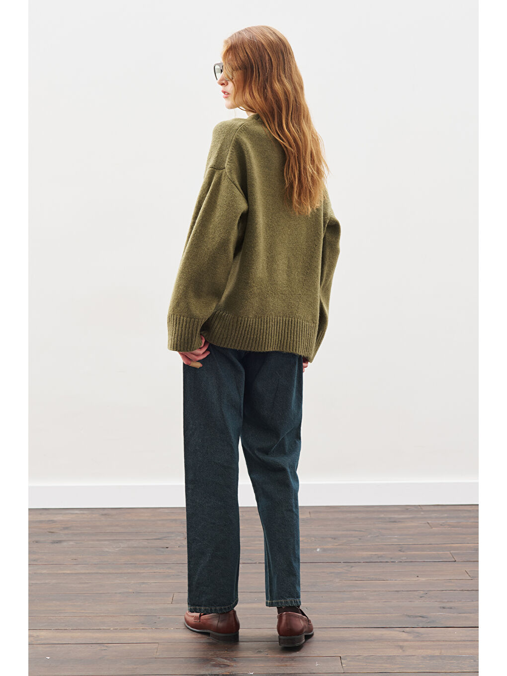 Chunky Oversıze Kazak Koyu Yeşil-3