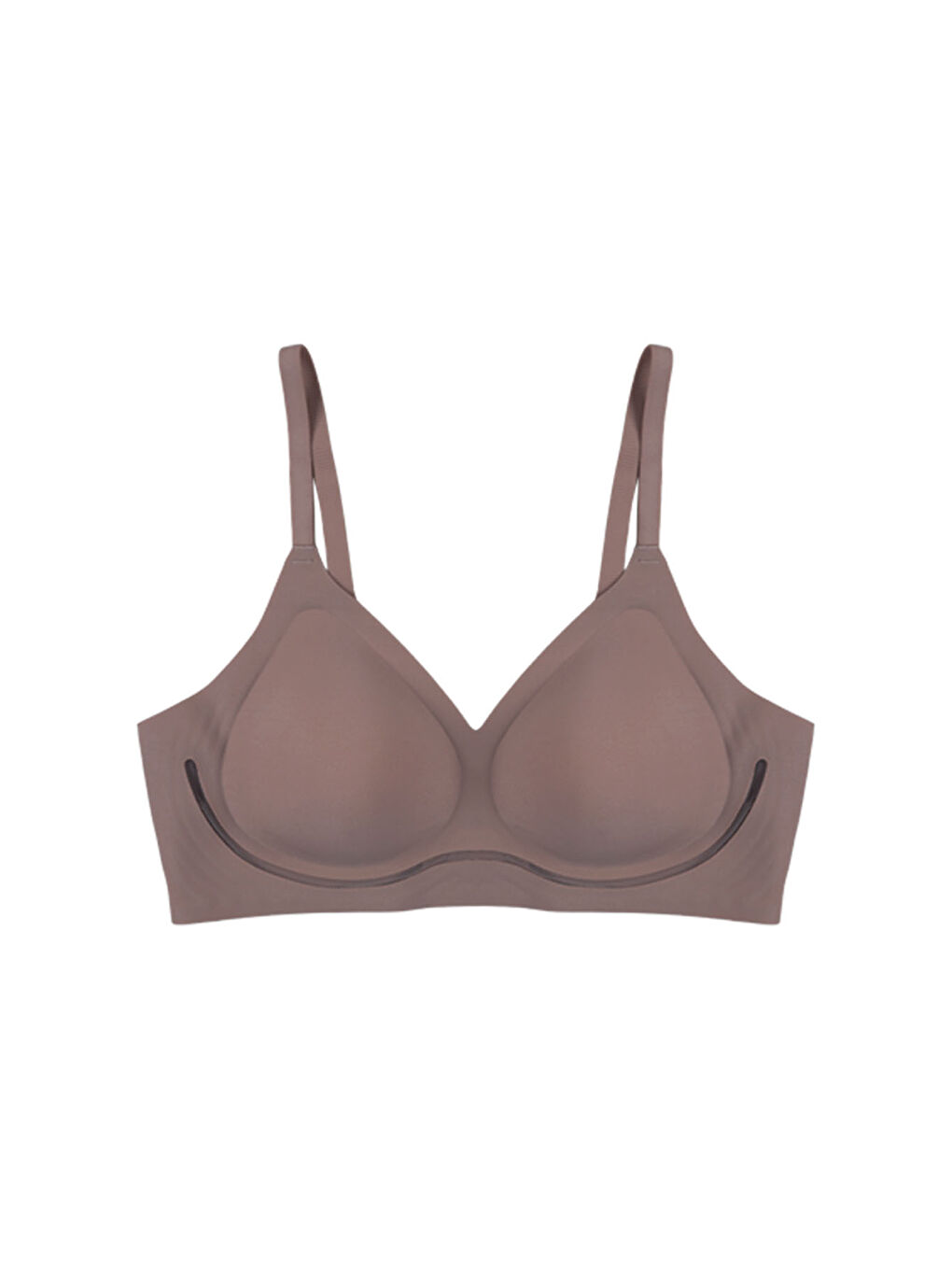 Kahverengi Balensiz Lazer Dilim Detaylı Dekolte Çapraz Tüllü Dikişsiz Sütyen