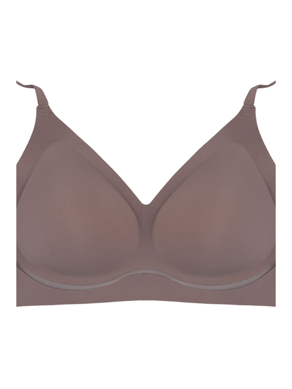 Kahverengi Balensiz Lazer Dilim Detaylı Dekolte Çapraz Tüllü Dikişsiz Sütyen-1