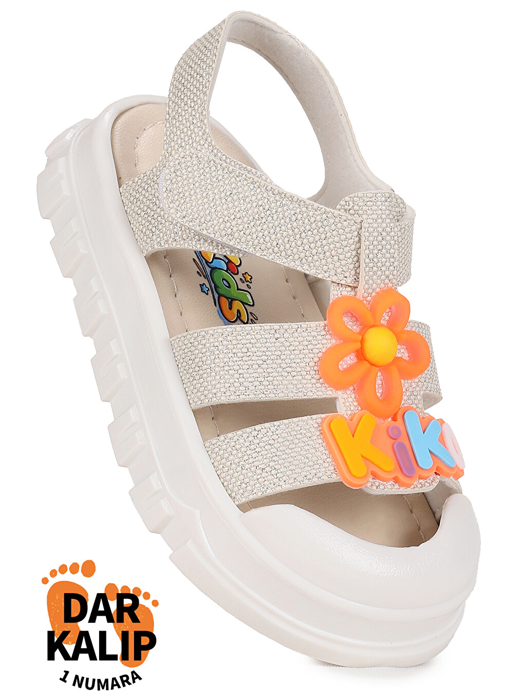 Beyaz Jelly Simli Hafif Taban Kız Çocuk Sandalet-1