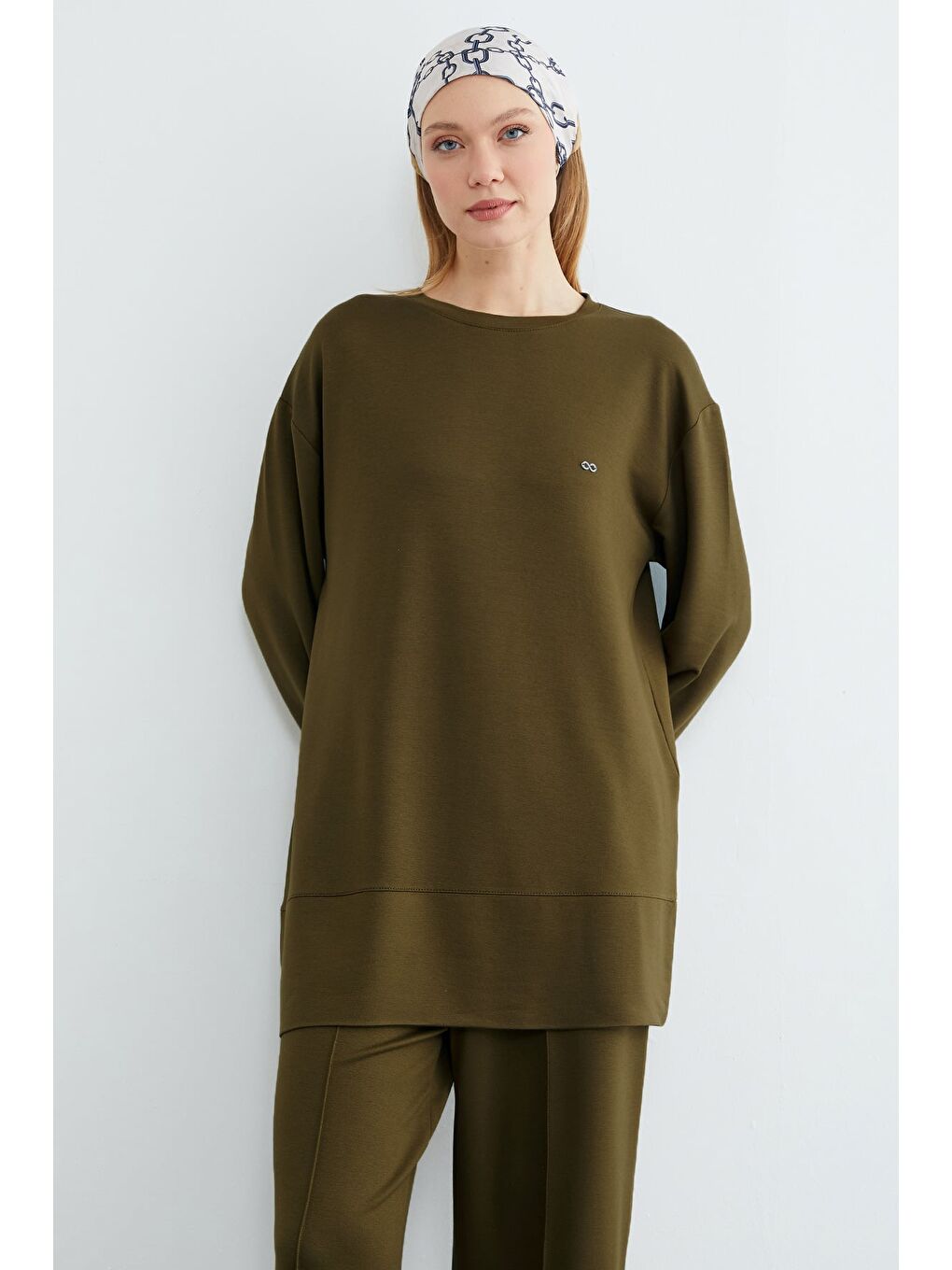 Yeşil Fullamodest Büyük Beden Çimalı Modal 2 Li Takım-1