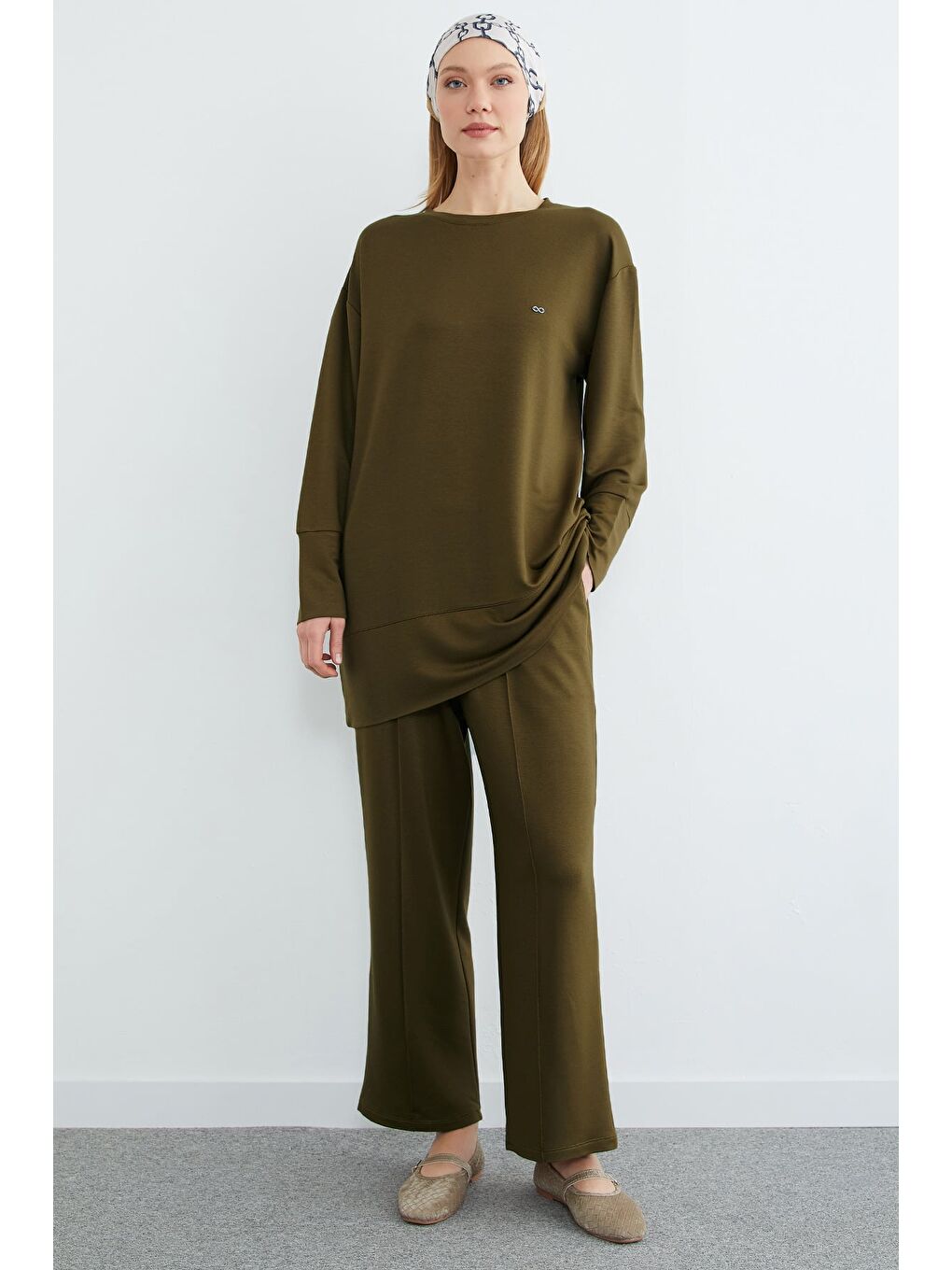 Yeşil Fullamodest Büyük Beden Çimalı Modal 2 Li Takım-2