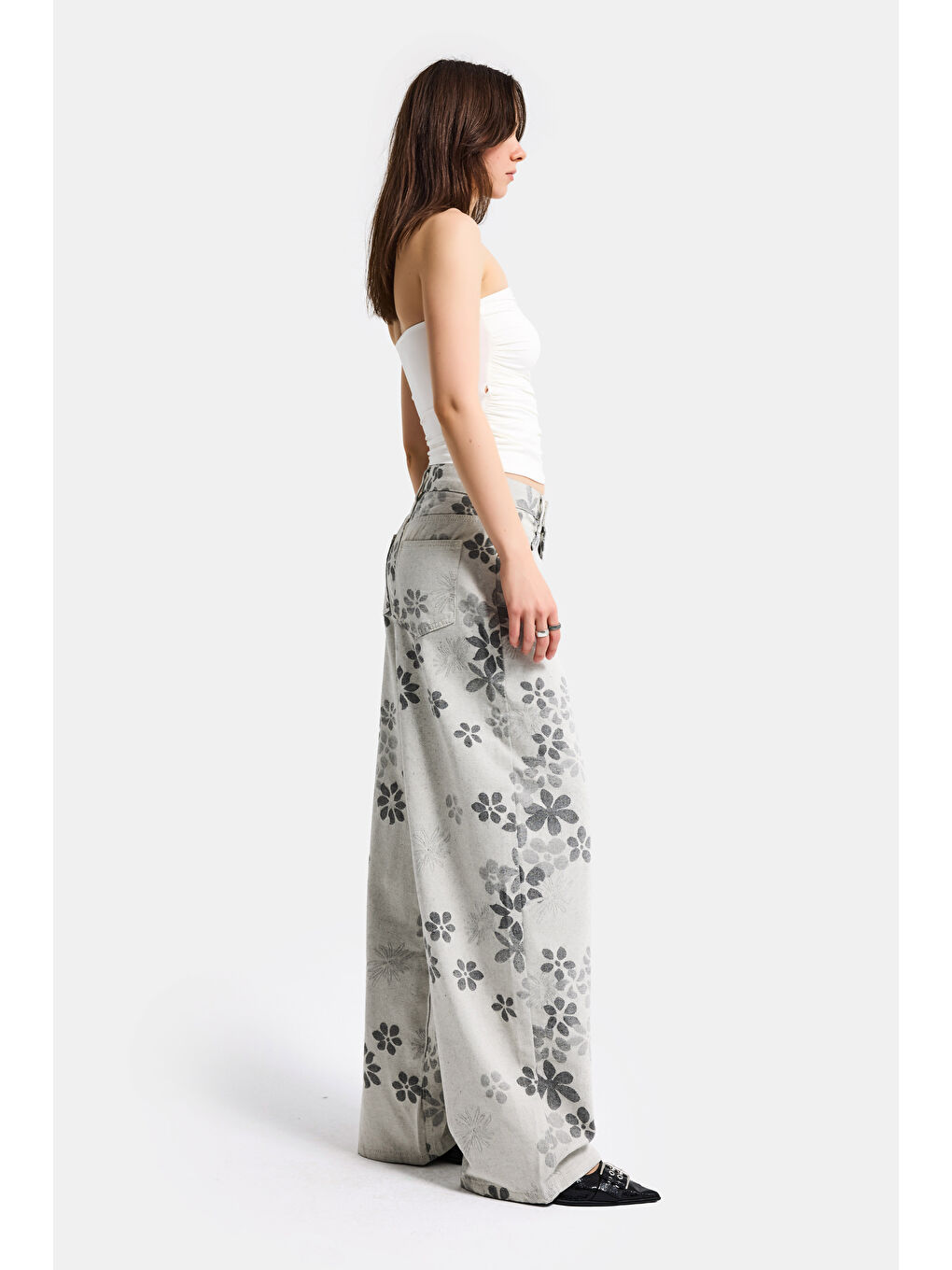 Mavi Kadın Gri Çiçekli w5 Özel Kumaş Tasarım Denim Jean-5