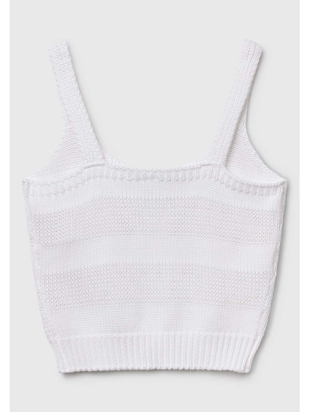 Kadın Beyaz %100 Pamuk Şerit Efektli Örme Relax Fit V Yaka Triko Atlet-3