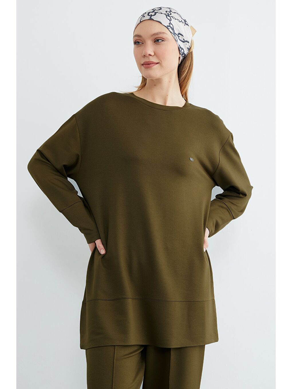 Yeşil Fullamodest Büyük Beden Çimalı Modal 2 Li Takım-4