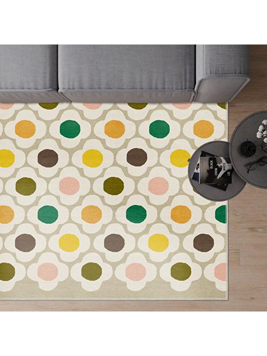 Karışık Çiçek Desenli Mutfak Halısı - 80x150 cm-4