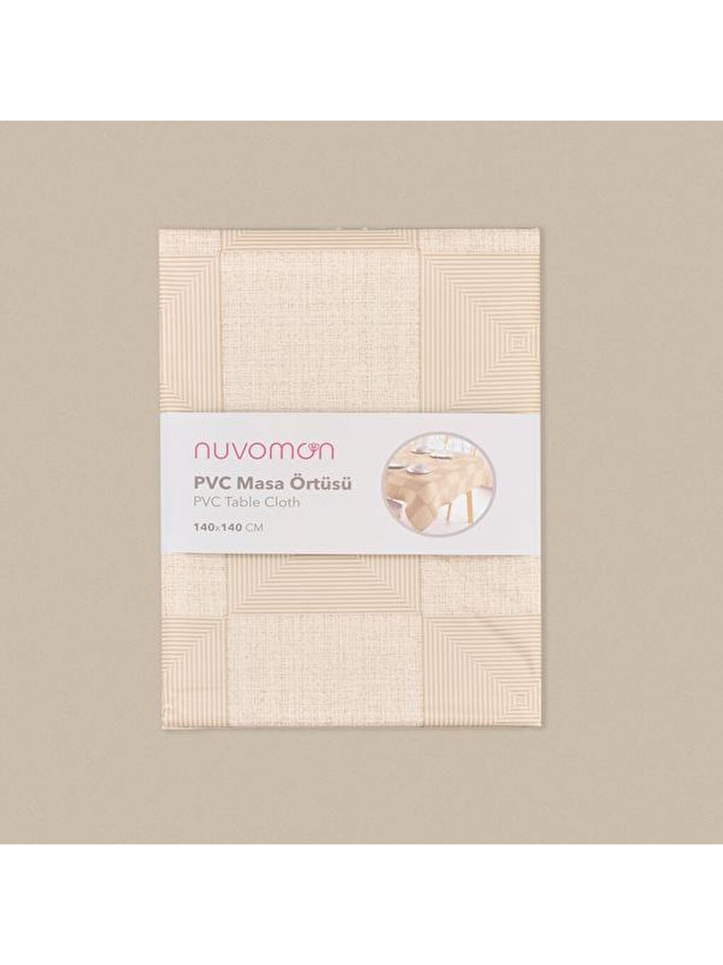 Kare Pvc Masa Örtüsü - Bej - 140x140 cm