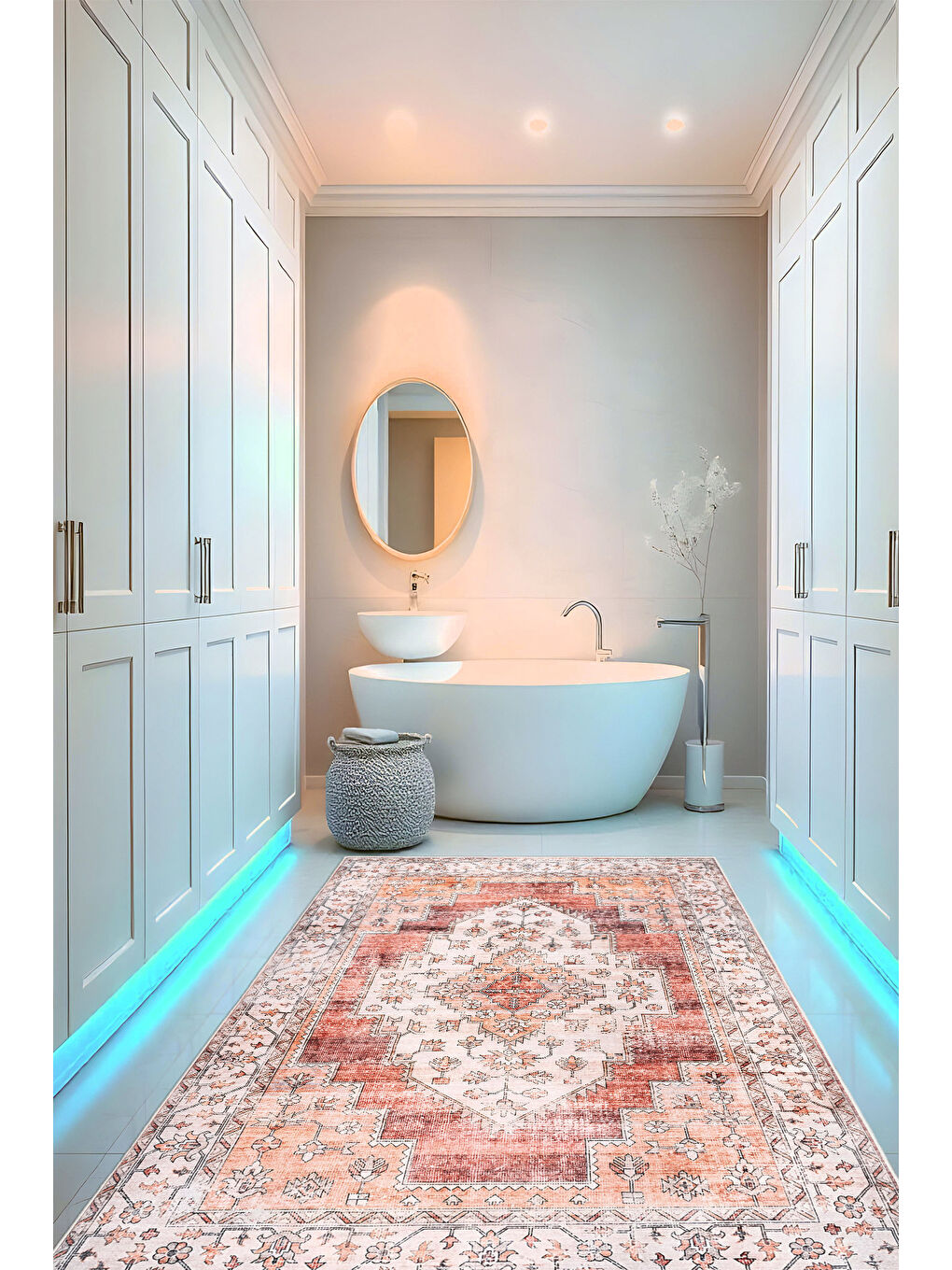Homefesto Pembe Dekoratif Özel Tasarım Yıkanabilir İnce Kaymaz Tabanlı Modern Halı KECE FR27 - 3