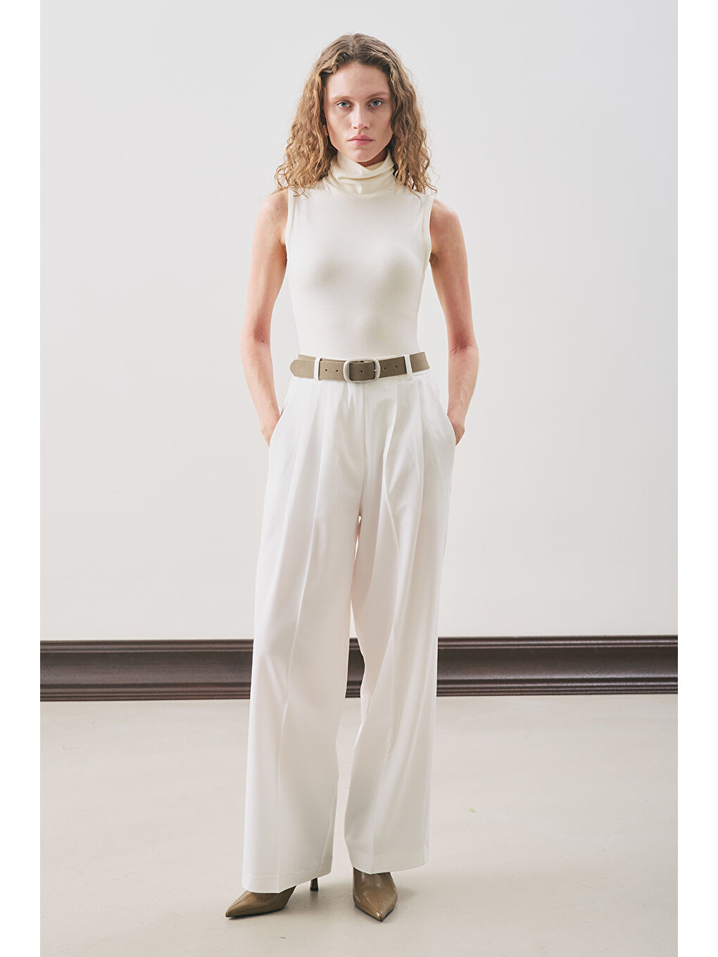 Classıc Pileli Pantolon Ekru-2