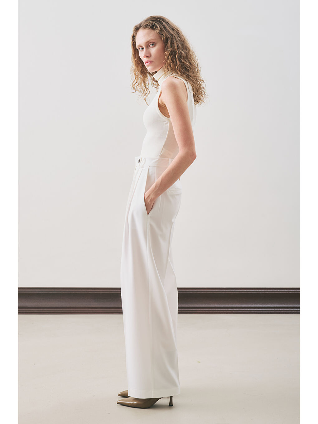 Classıc Pileli Pantolon Ekru-4