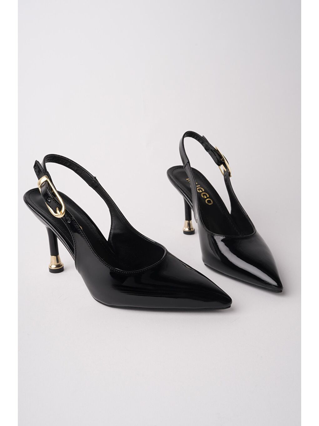 Siyah CHİC Sivri Burun Arkası Açık Kadın Topuklu Ayakkabı-1